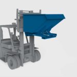 conquip forklift tipping bin on a forklift