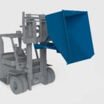 conquip forklift tipping bin on a forklift