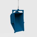 small muck bin crane lifted and tipped side view