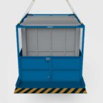 pod lifting frame loaded with bathroom pod front view