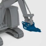 excavator pile scraper attachment on an excavator