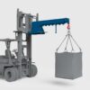 conquip forklift crane arm attachment on a forklift lifting a load