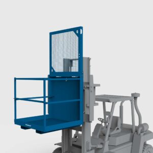 conquip forklift access cage lifted by a forklift