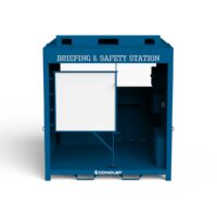 Safety Briefing Station, blue render, white BG