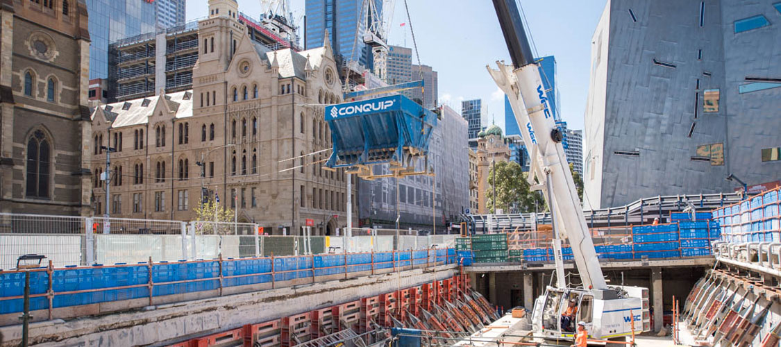 Infrastructure sector page banner image, BulkX skip on Melbourne metro project.