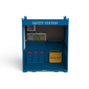 Conquip Safety Station, hero image, blue render, white background