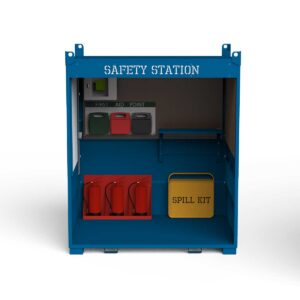 Conquip Safety Station, hero image, blue render, white background