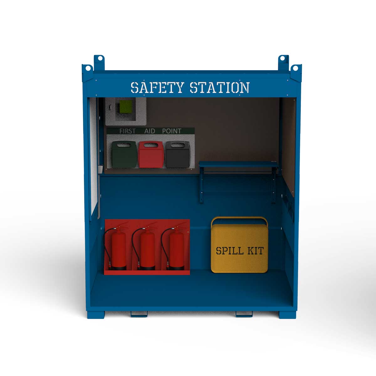 Conquip Safety Station, hero image, blue render, white background