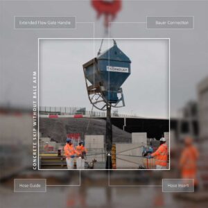 Conquip Concrete Skip Without Bale Arm with key parts labelled