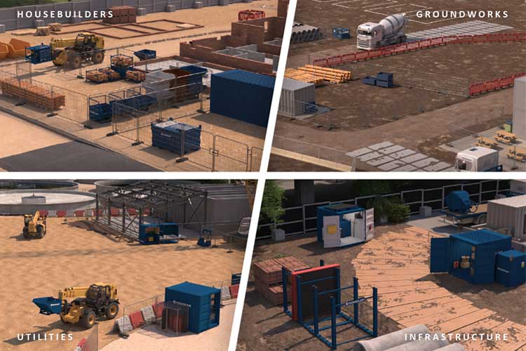 A range of animated Construction sites with Conquip equipment