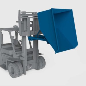 tipping skip in use on a forklift when tipped