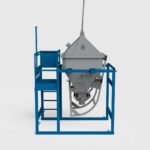 small skip washing platform with concrete column skip front view