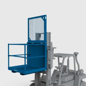 conquip forklift access cage lifted by a forklift