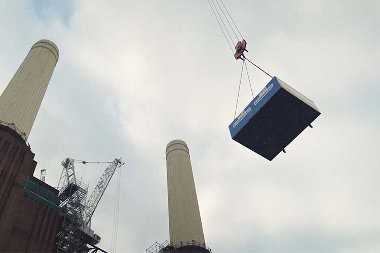 bespoke design of a goods lifting cage for Battersea Power Station project