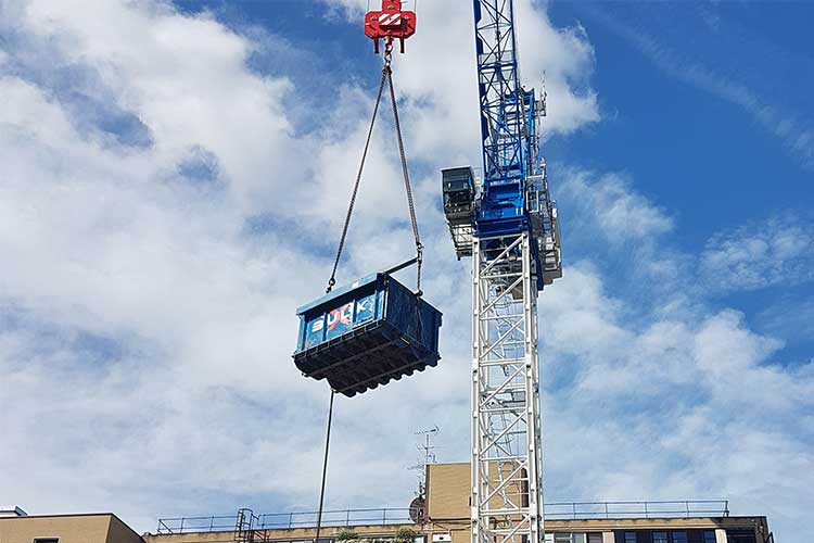 Bulkx being lifted by a crane at curzon street project