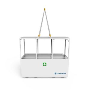 stretcher cage for safe transportation of injured site workers on a stretcher